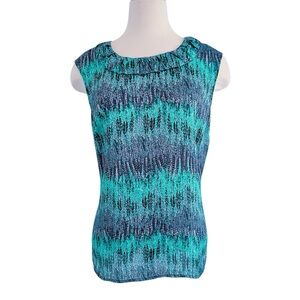 Kasper Fitted Blue and Green Tank Top